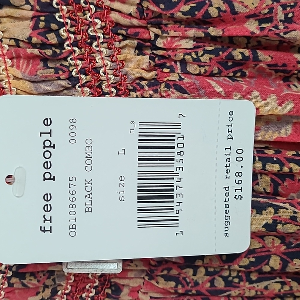 FREE PEOPLE GATEWAY FLORAL PRINT PLEATED MAXI DRESS SIZE L - Picture 6 of 11